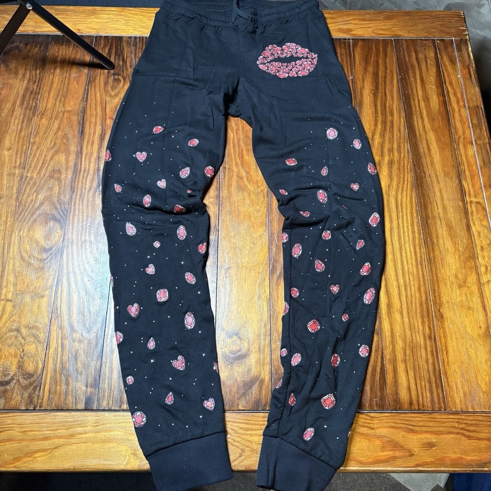 Lauren Moshi Alana Red Lips Sweatpants Ruby Jewel Kisses XS A1418